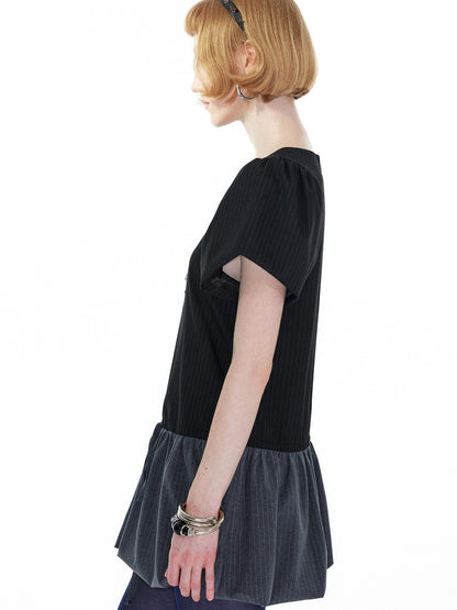 YOSHUYUKI Punk Studded Floral Mini Dress Black Gray V Neck
