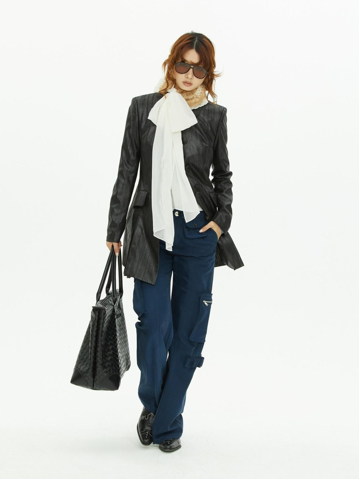 YOSHUYUKI Rectangular Minimalist Faux Fur Trim Ribbon Women&