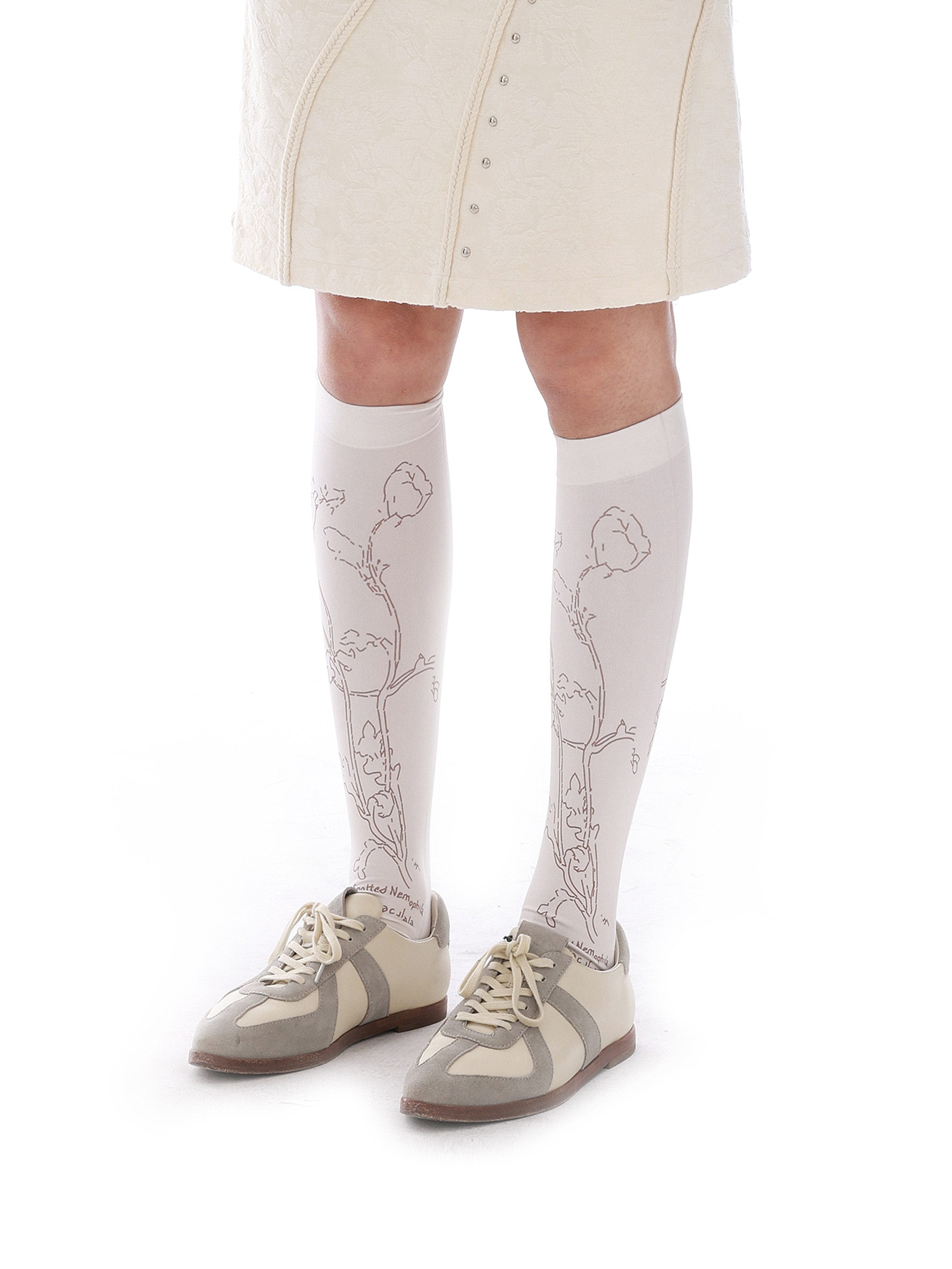 YOSHUYUKI_Retro_Printed_Sheer_60d_Stretch_Mid_Calf_Women&