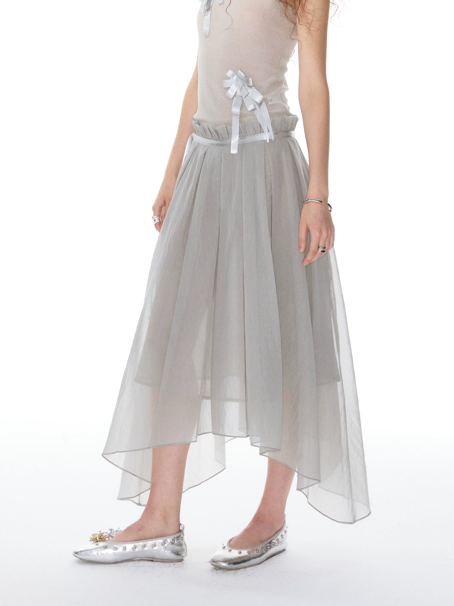 YOSHUYUKI Ribbon Flower Knit One Shoulder Women&