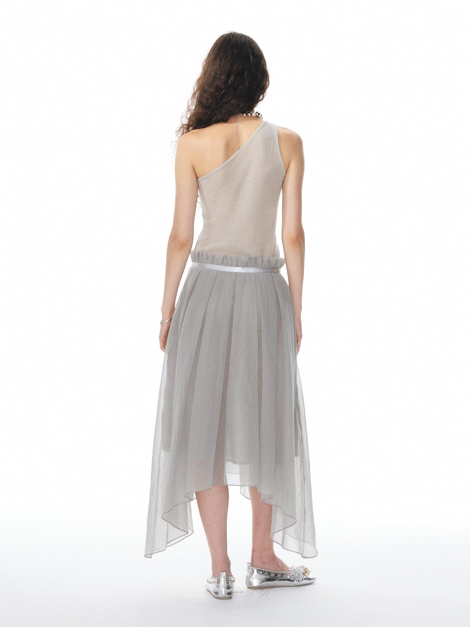 YOSHUYUKI Ribbon Flower Knit One Shoulder Women&