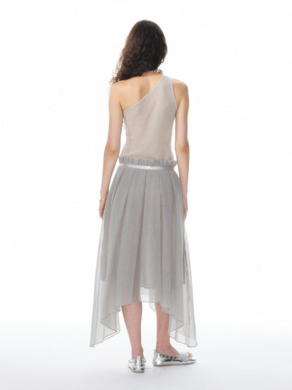 YOSHUYUKI Ribbon Flower Knit One Shoulder Women&