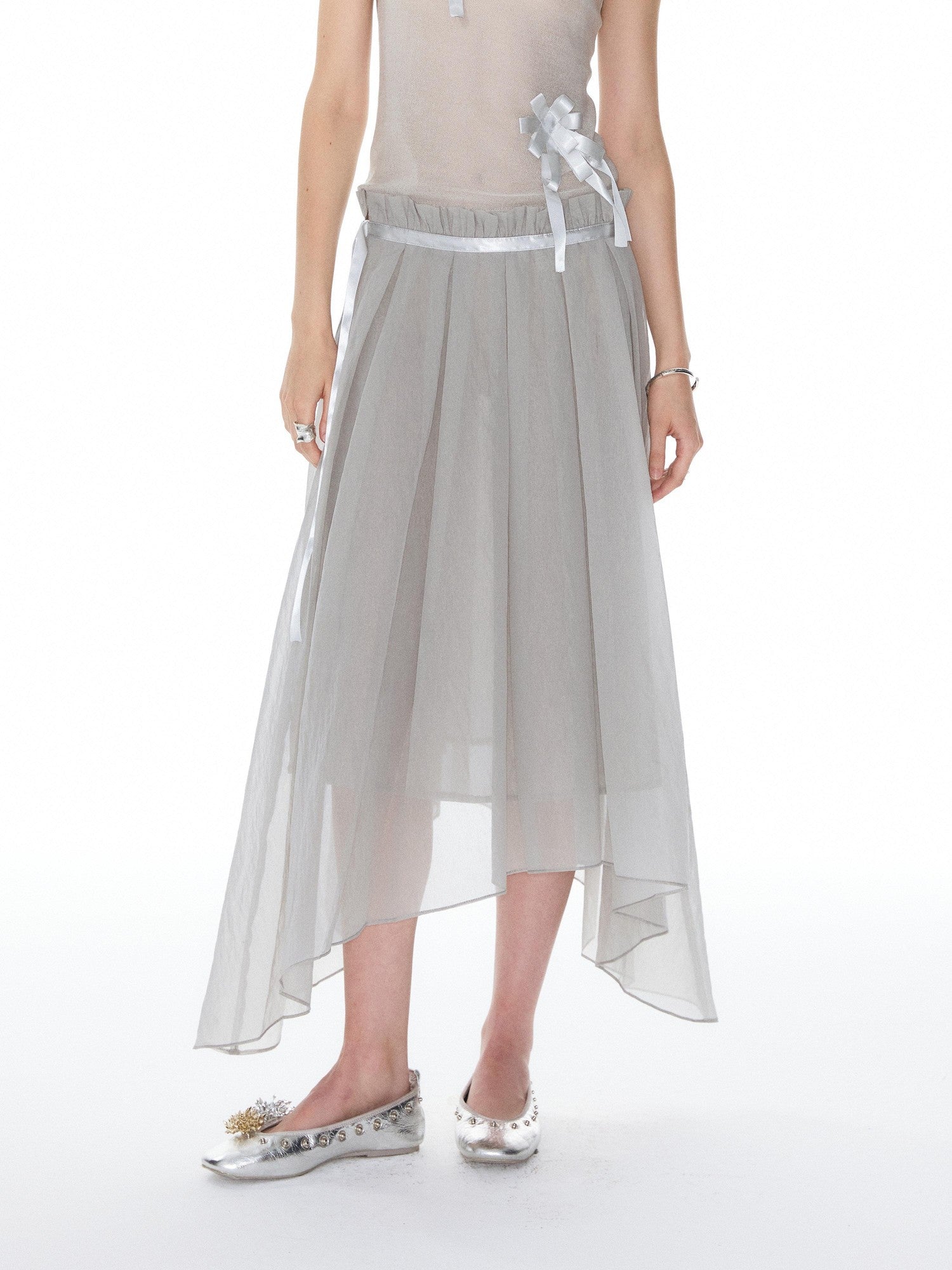 YOSHUYUKI Ribbon Flower Knit One Shoulder Women&