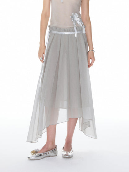 YOSHUYUKI Ribbon Flower Knit One Shoulder Women&