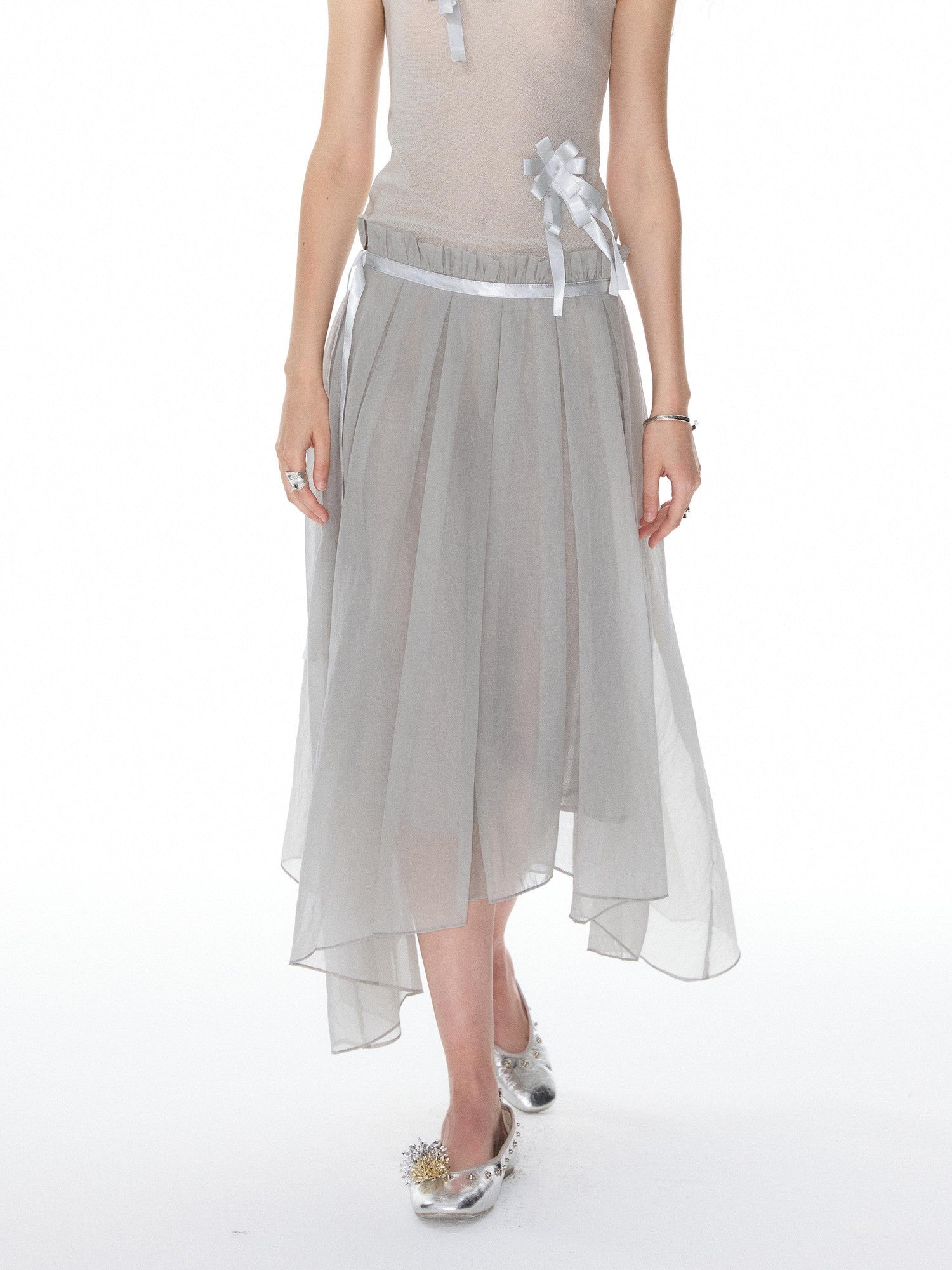 YOSHUYUKI Ribbon Flower Knit One Shoulder Women&