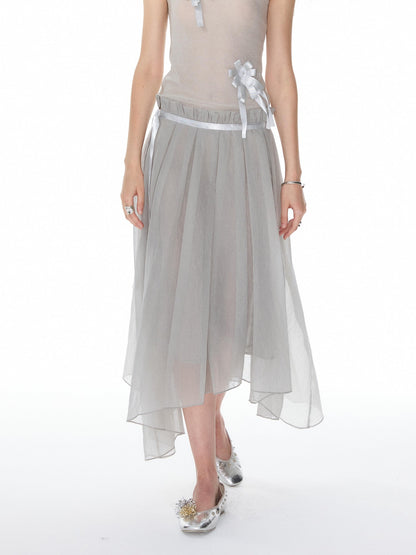 YOSHUYUKI Ribbon Flower Knit One Shoulder Women&