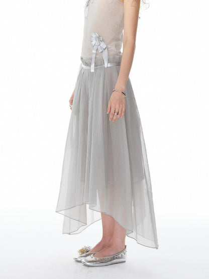 YOSHUYUKI Ribbon Flower Knit One Shoulder Women&