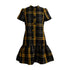 YOSHUYUKI_Ruffle_Hem_Casual_A_Line_Short_Sleeve_Mock_Neck_Viscose_Grey_Plaid_Mini_Dresses_MISSTT