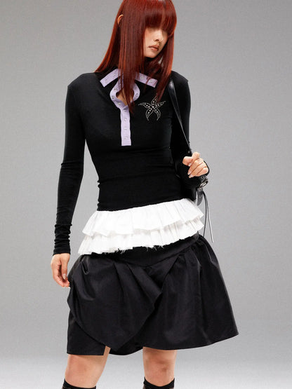 Sea Star Studded Contrast Knit Top