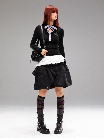 YOSHUYUKI Sea Star Studded Contrast Knit Top