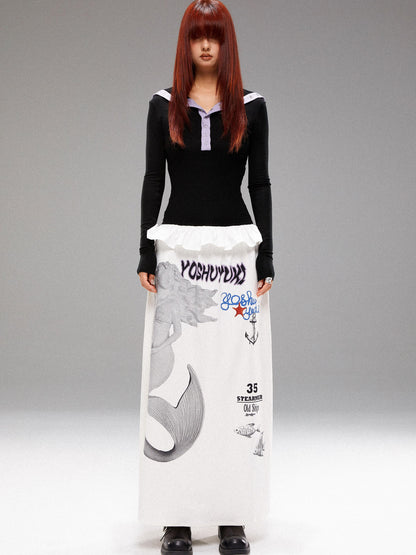 YOSHUYUKI Sea Star Studded Contrast Knit Top