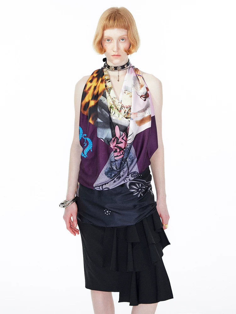YOSHUYUKI Silk Decorative European Rectangular Shawl Women Floral Patchwork Accessories-2