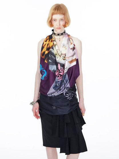 YOSHUYUKI Silk Decorative European Rectangular Shawl Women Floral Patchwork Accessories-2