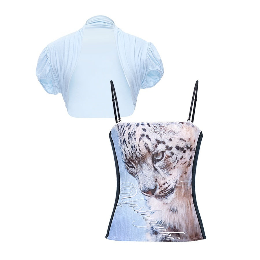 YOSHUYUKI_Sky_Blue_Animal_Print_Elastic_Bandeau_Convertible_Women&