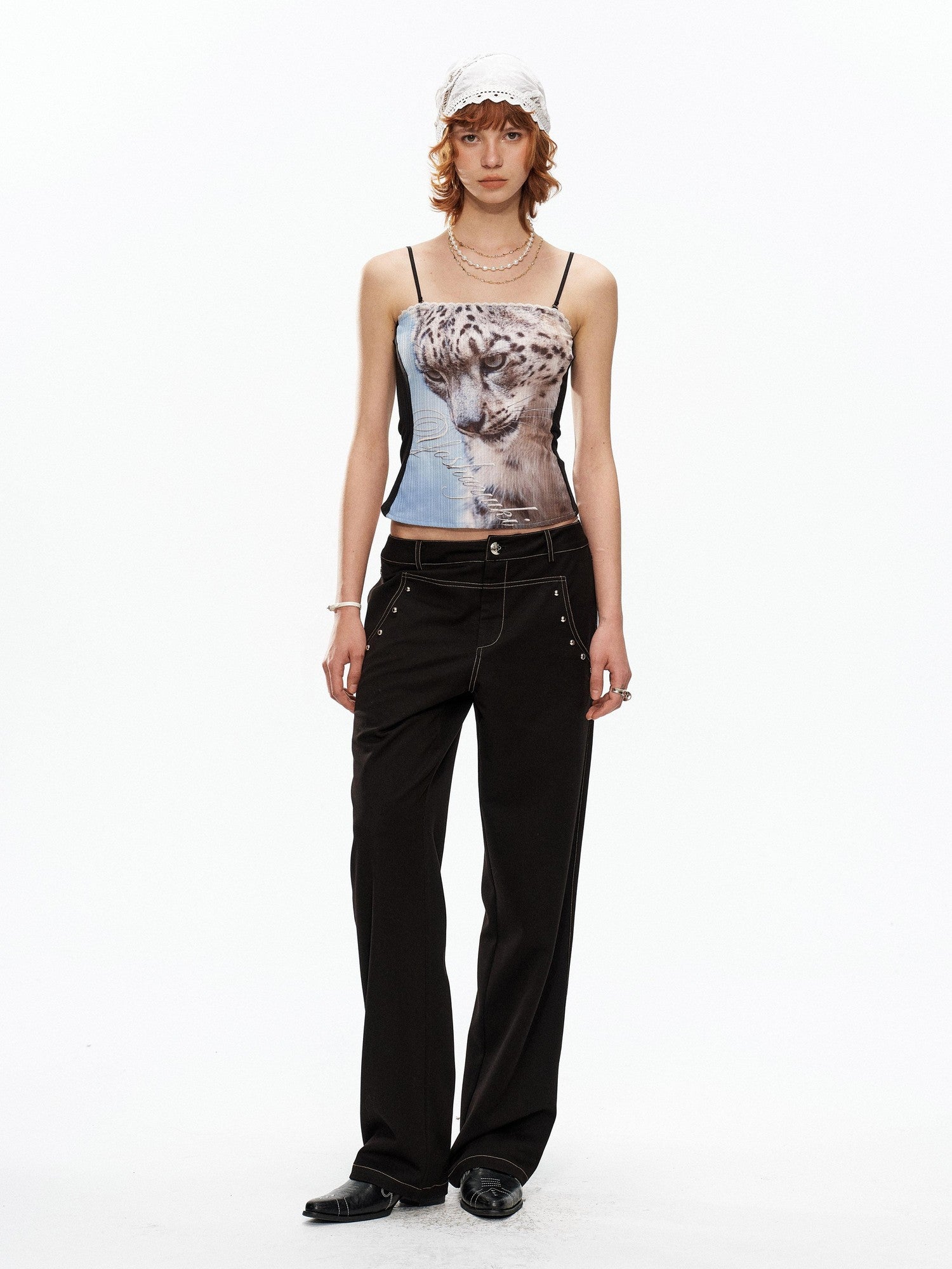 YOSHUYUKI Sky Blue Animal Print Elastic Bandeau Convertible Women&
