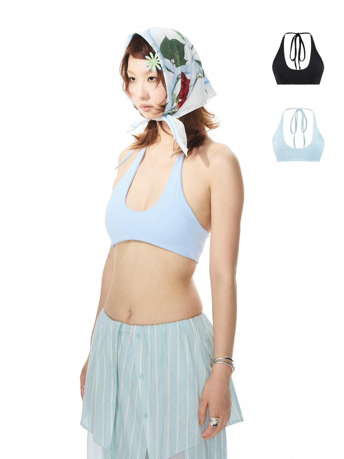 YOSHUYUKI Solid Color Halter Neck Padded Full Cup No Underwire Women&