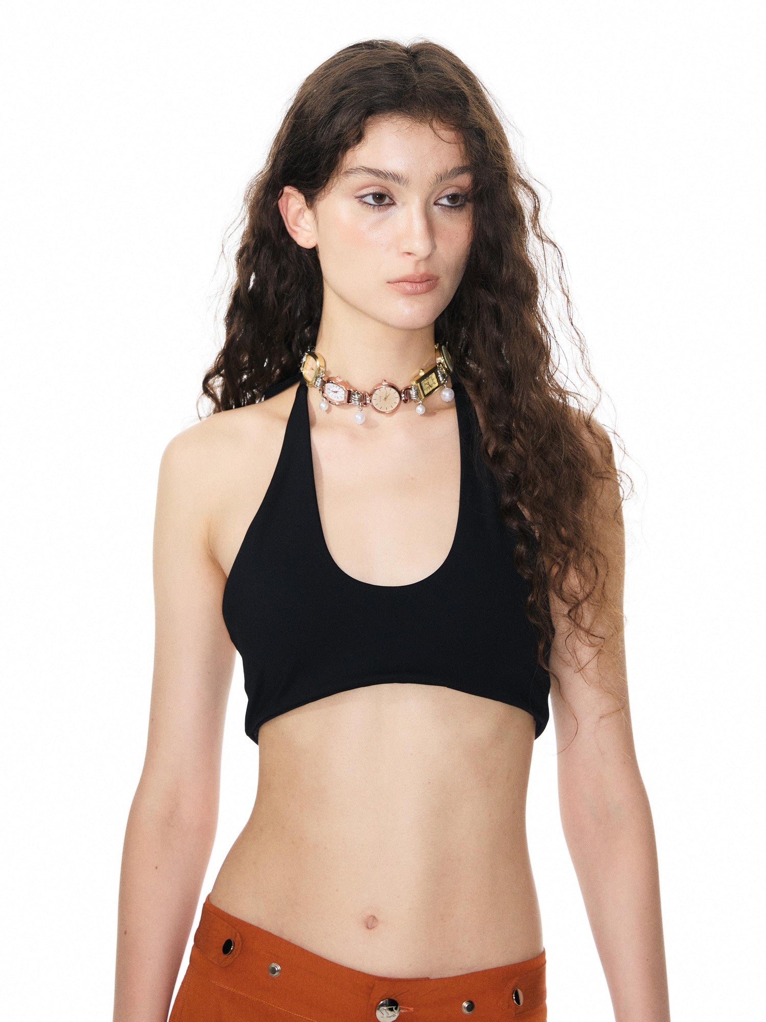 YOSHUYUKI Solid Color Halter Neck Padded Full Cup No Underwire Women&