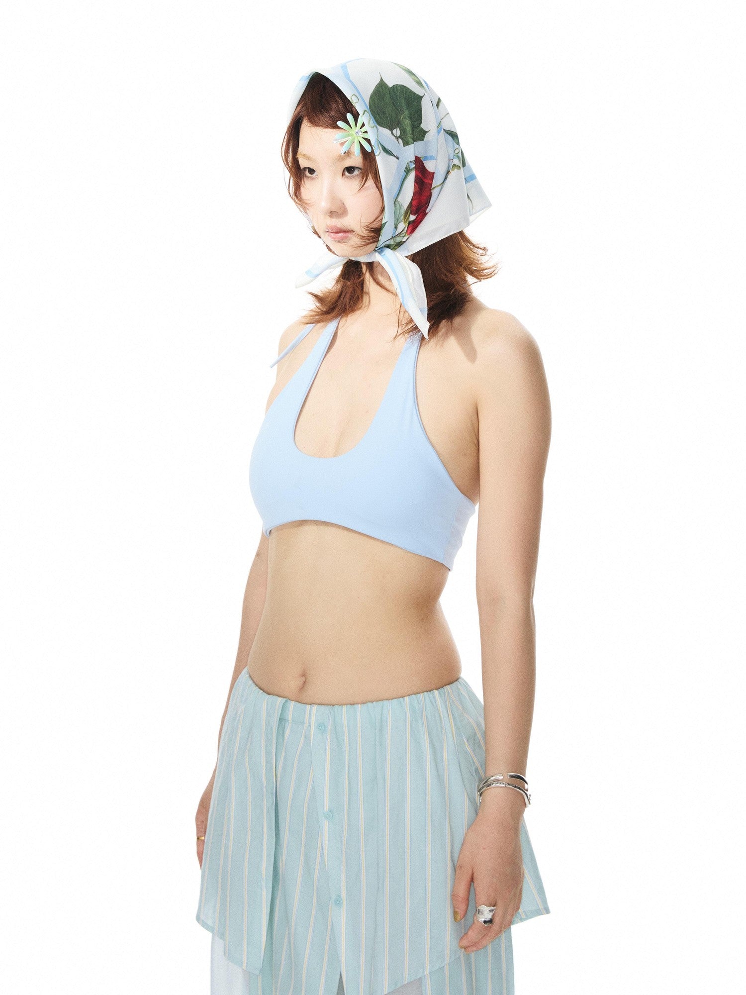 YOSHUYUKI Solid Color Halter Neck Padded Full Cup No Underwire Women&