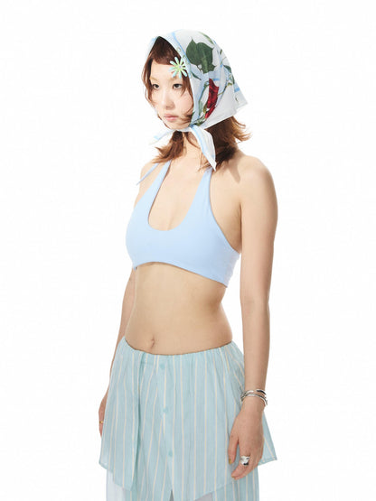 YOSHUYUKI Solid Color Halter Neck Padded Full Cup No Underwire Women&