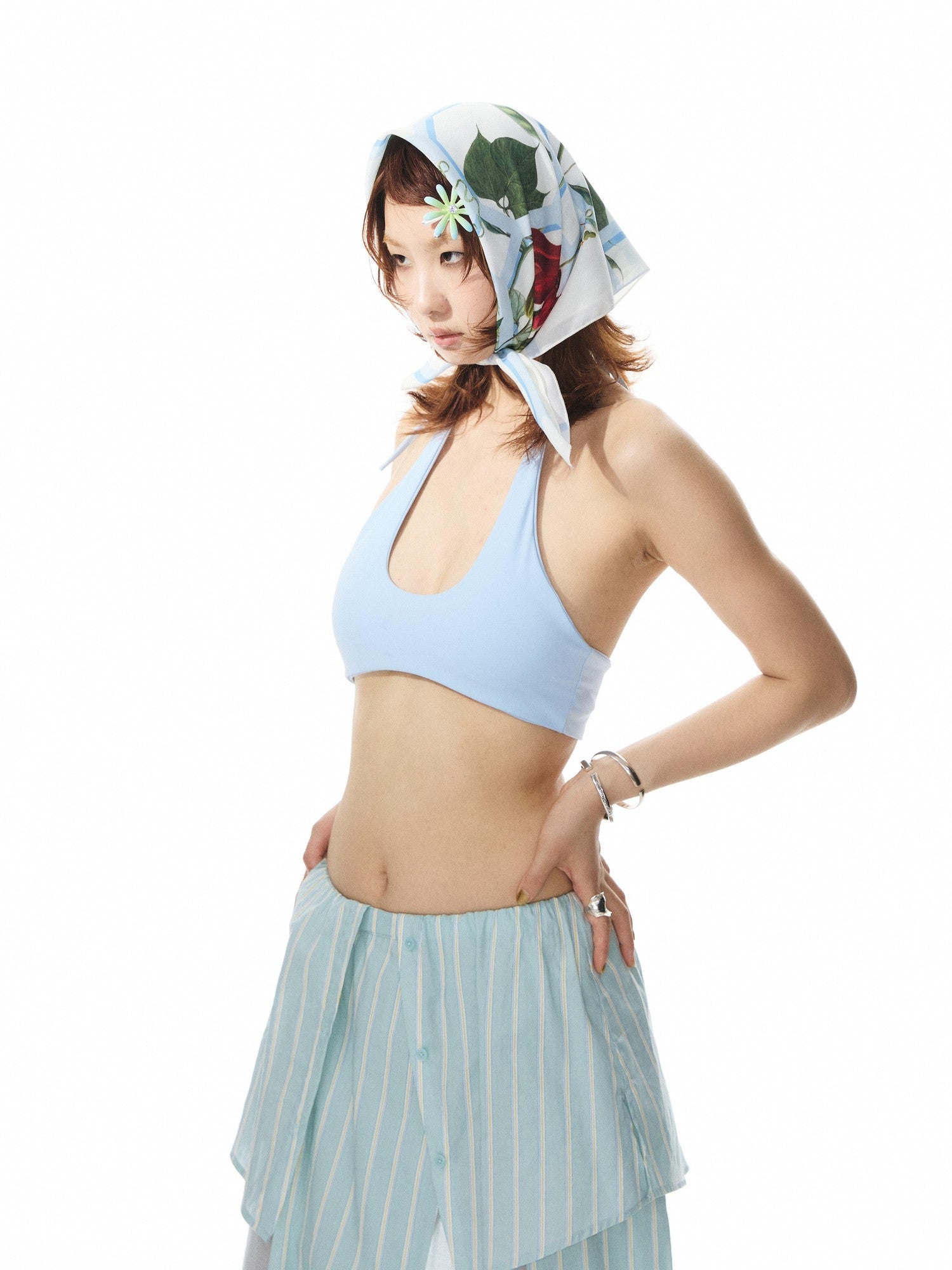 YOSHUYUKI Solid Color Halter Neck Padded Full Cup No Underwire Women&