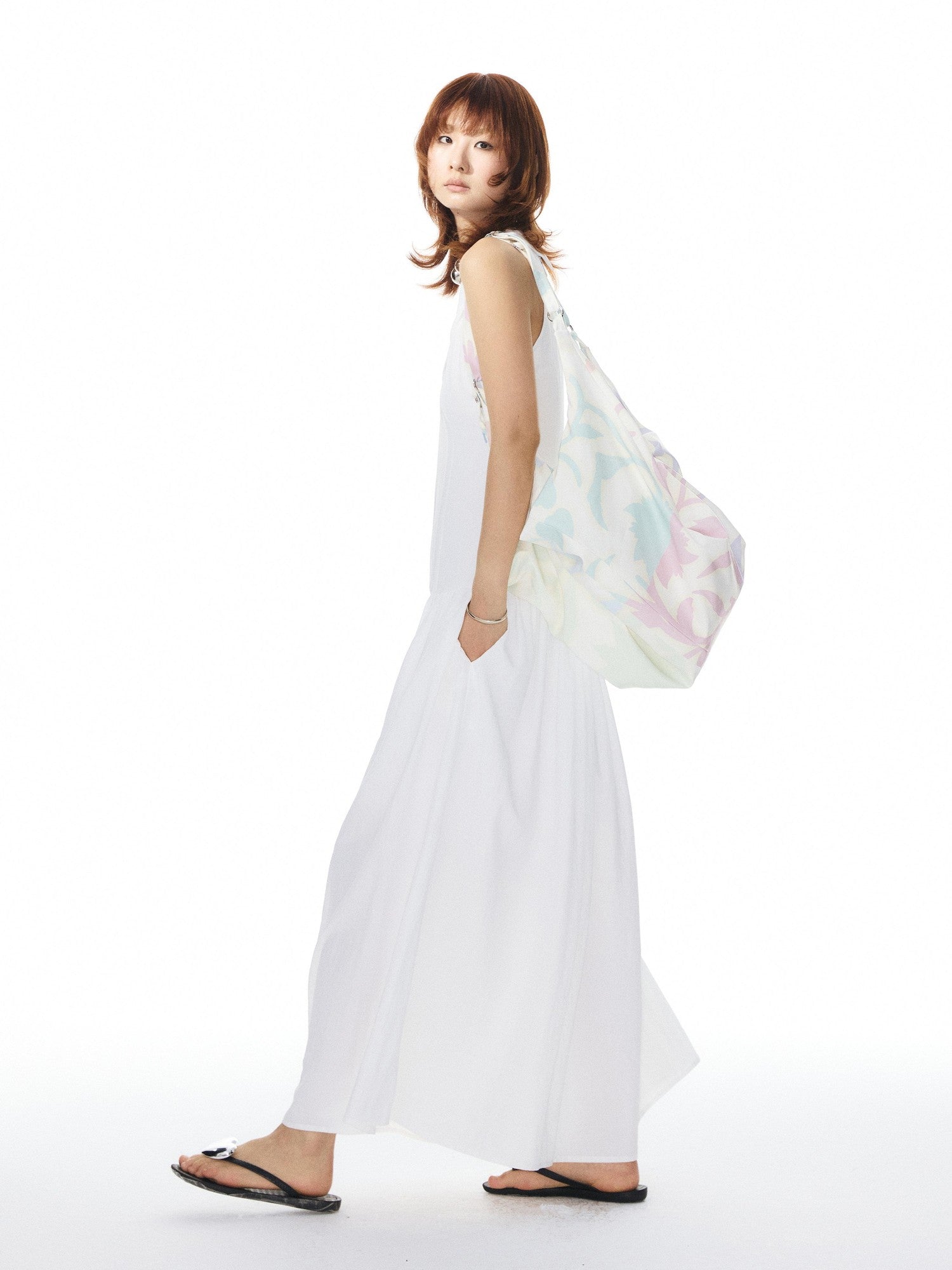 YOSHUYUKI Square Abstract Polka Dot Print Convertible Tote Women&