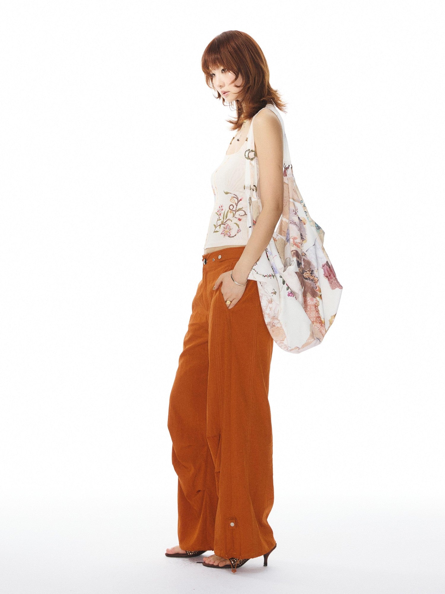 YOSHUYUKI Square Abstract Polka Dot Print Convertible Tote Women&