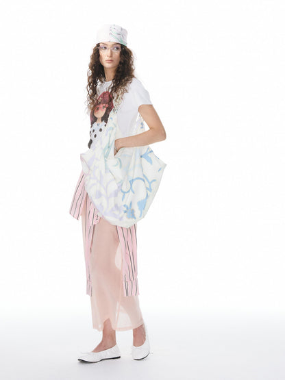 YOSHUYUKI Square Polka Dot Print Metal Chain Strap Tote Women&