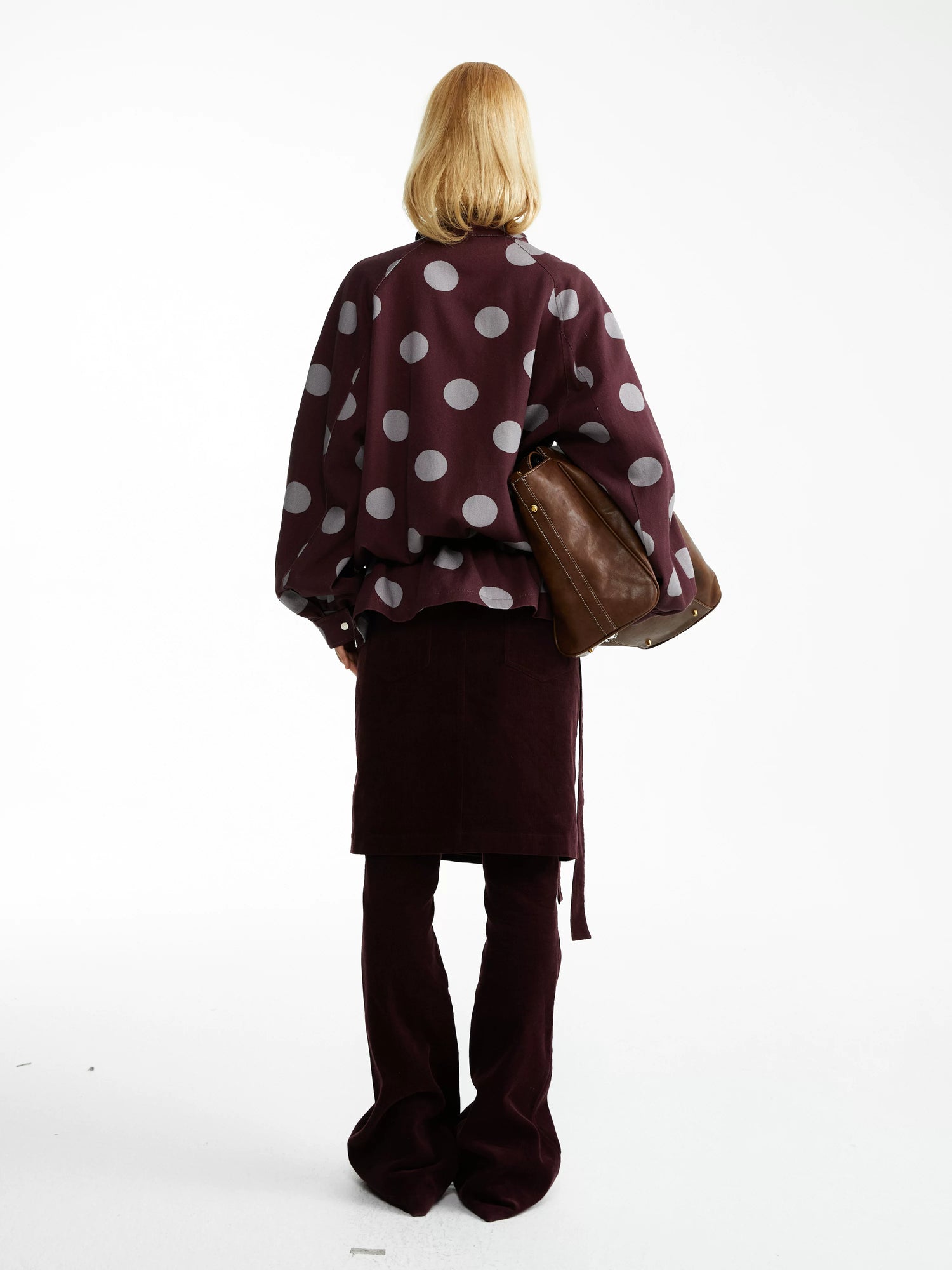 YOSHUYUKI Tencel Cotton Relaxed Fit Hooded Unisex Polka Dot Zip Jacket-3
