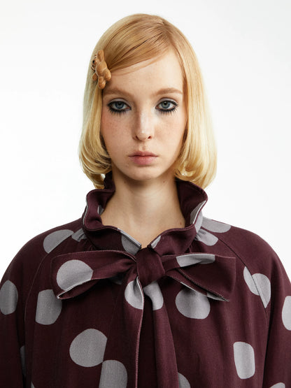 YOSHUYUKI Tencel Cotton Relaxed Fit Hooded Unisex Polka Dot Zip Jacket-4