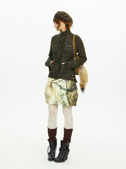 YOSHUYUKI Tree Shadow Print Cocoon Low Waist Reversible Women&