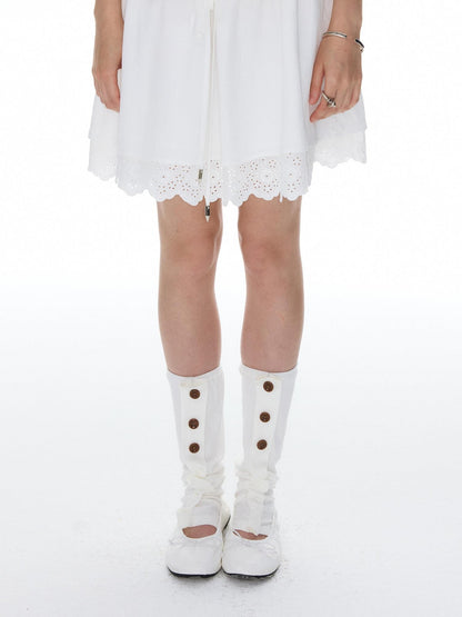 YOSHUYUKI Two Tone Stacked Button Detail Knitted Women&