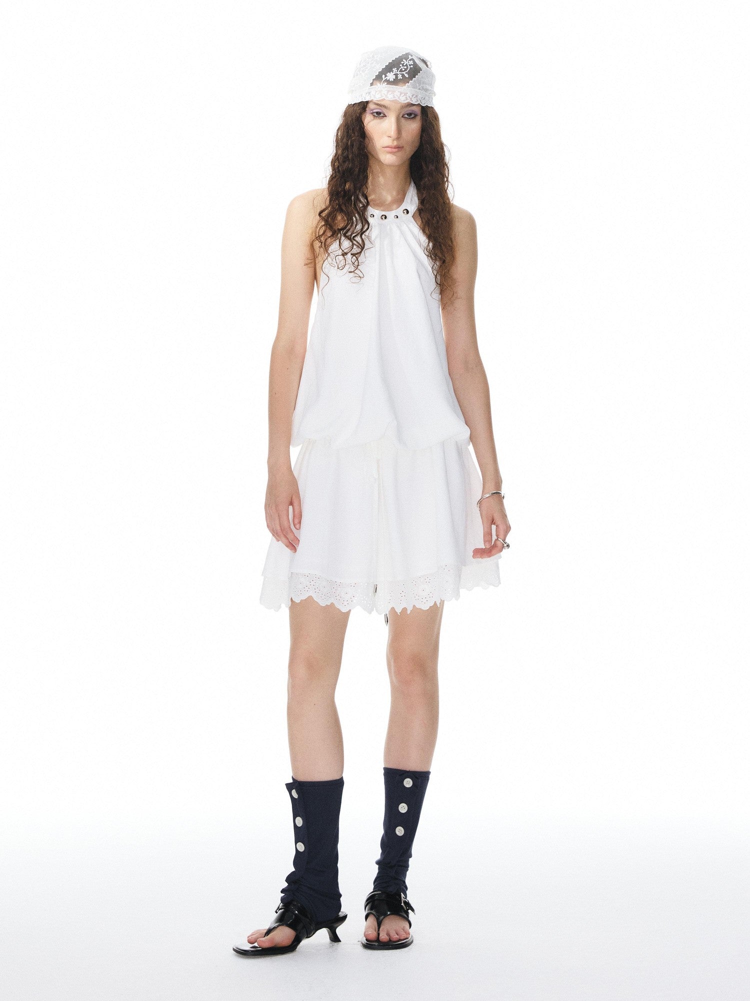 YOSHUYUKI Two Tone Stacked Button Detail Knitted Women&