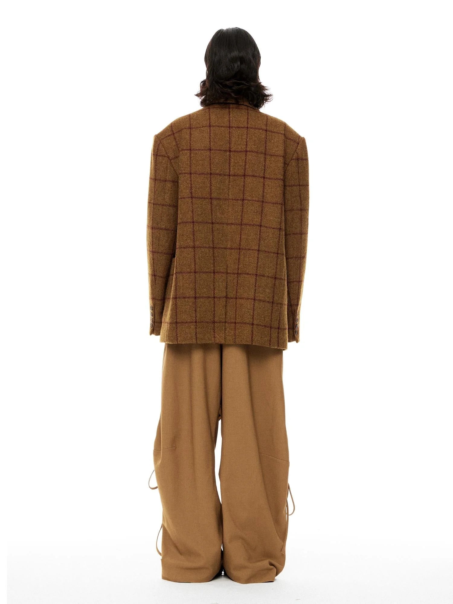 Vintage Brown Check Wool Suit Jacket