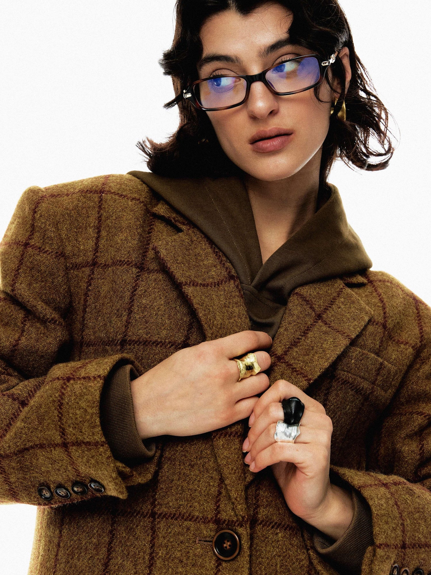 YOSHUYUKI Vintage Brown Check Wool Suit Jacket