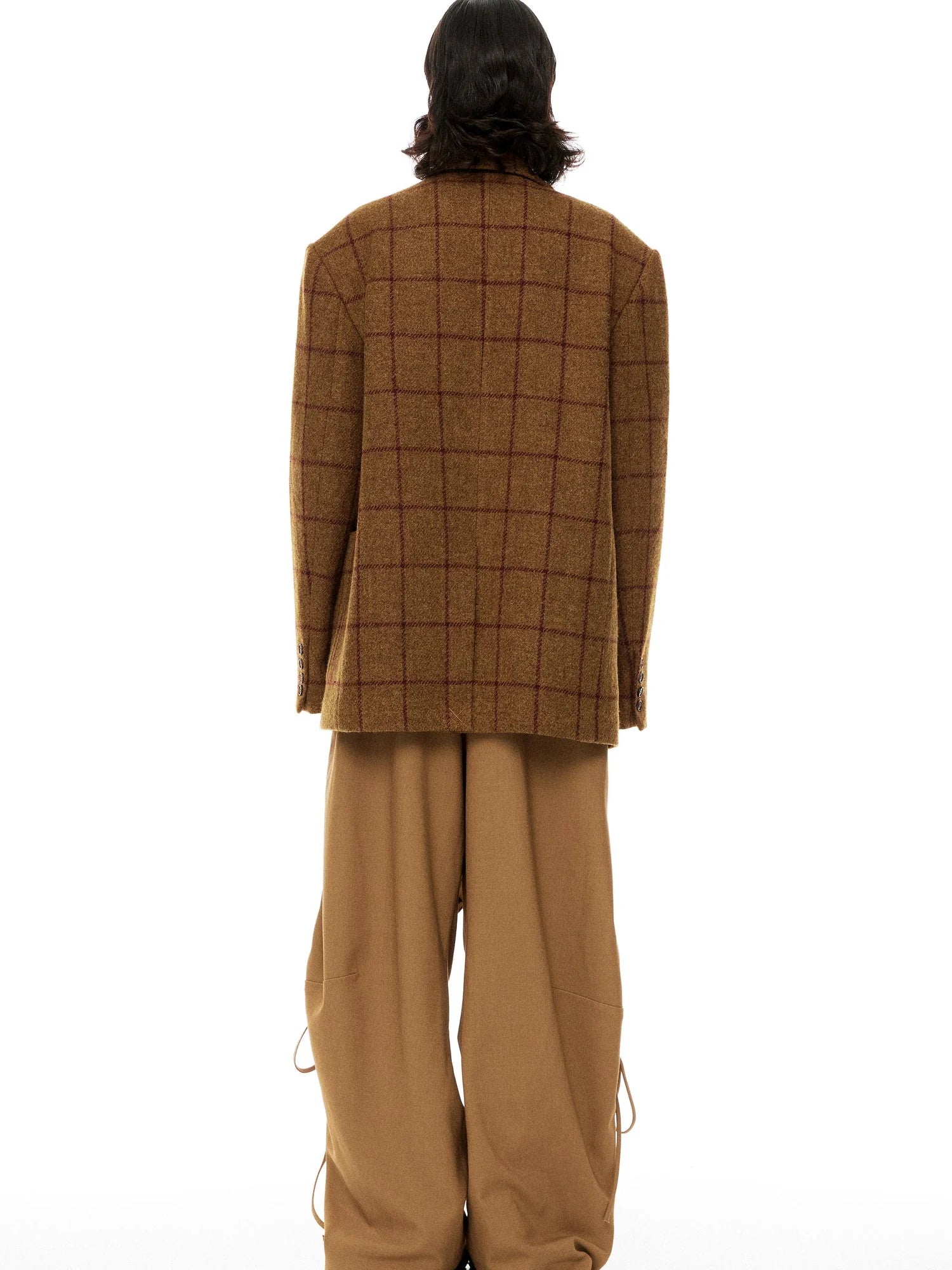 Vintage Brown Check Wool Suit Jacket