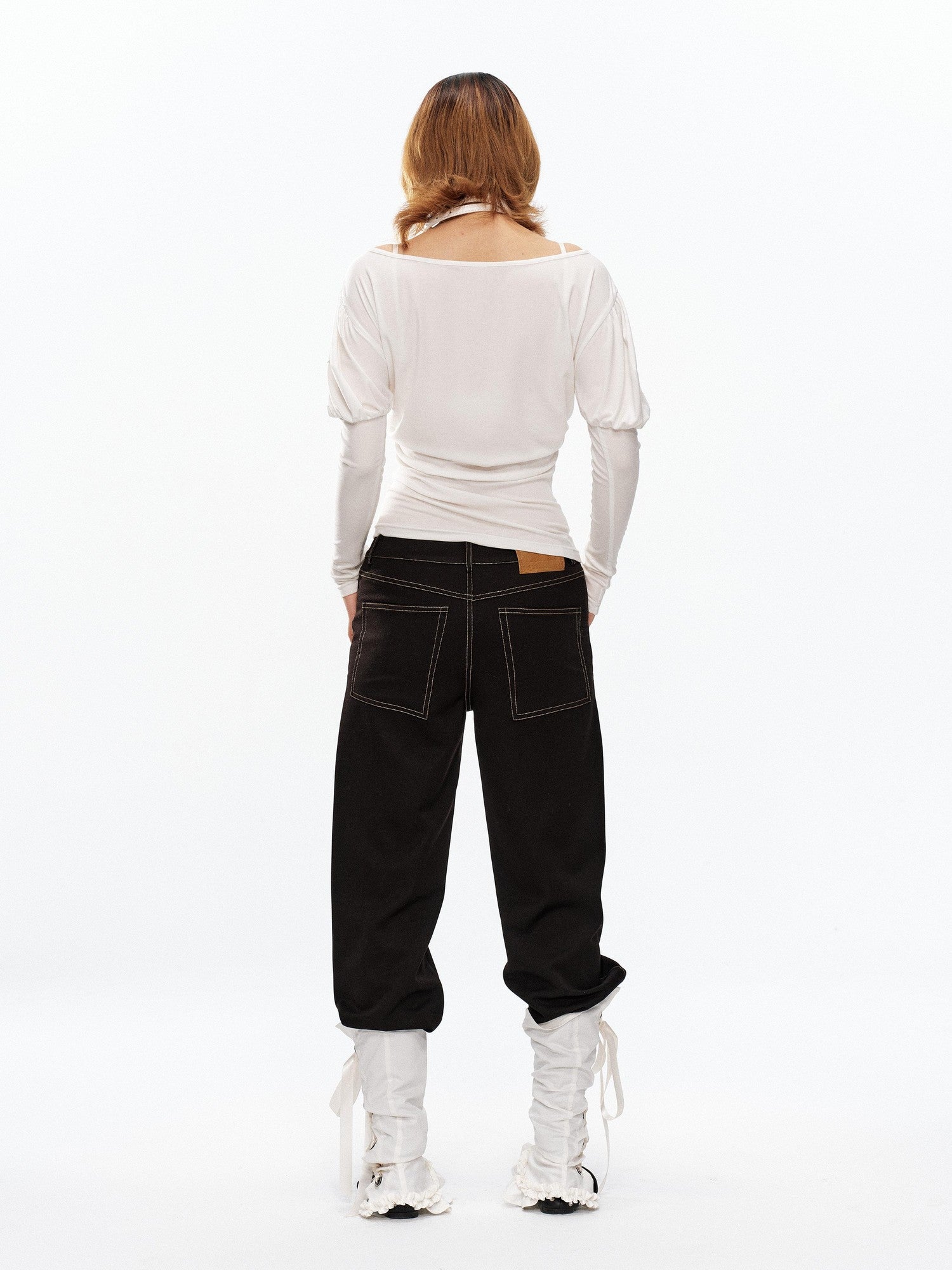 YOSHUYUKI Vintage Court Lace Up Bardot Women&
