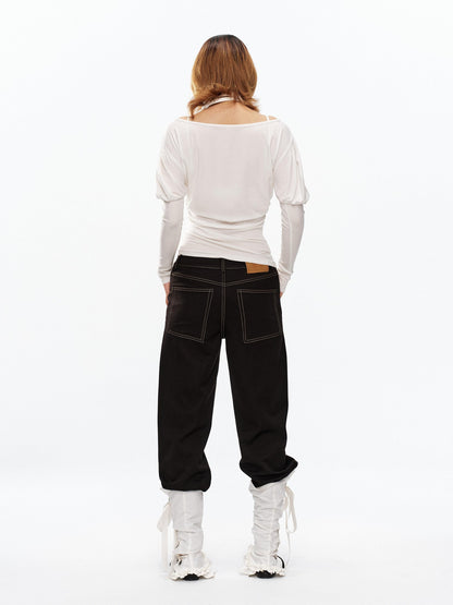 YOSHUYUKI Vintage Court Lace Up Bardot Women&