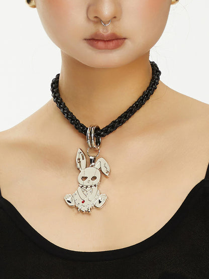 YOSHUYUKI Vintage Gold Rabbit Collar Necklace Detachable Two Tone Metal
