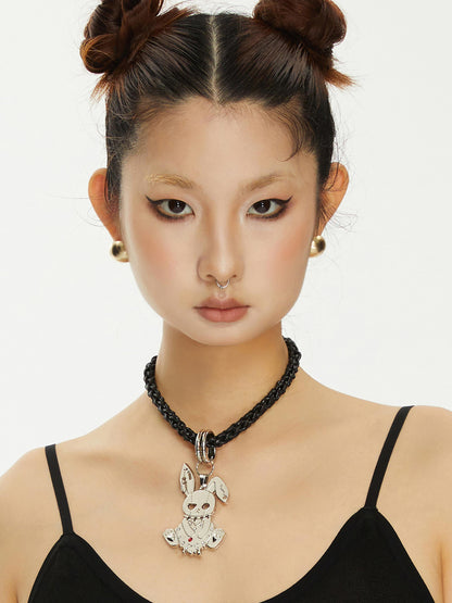 YOSHUYUKI Vintage Gold Rabbit Collar Necklace Detachable Two Tone Metal