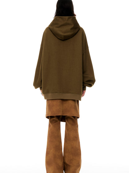 YOSHUYUKI Vintage Oversized Army Green Hoodie With Graphic Print