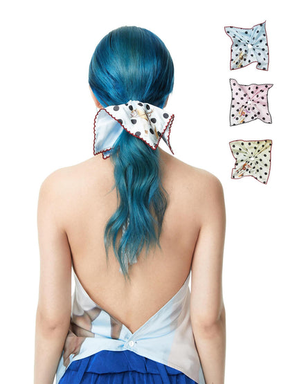 Vintage Polka Dot Pony Print Scarf Tie Hair Accessory