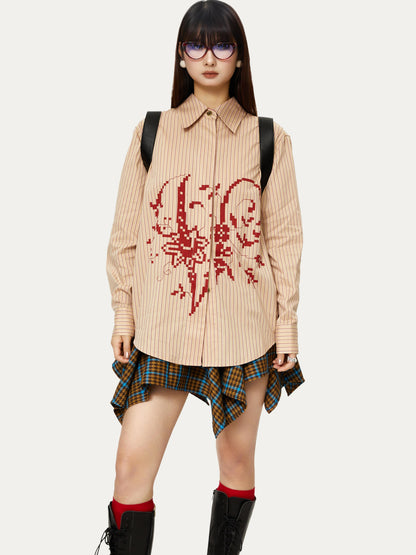 YOSHUYUKI Vintage Punk Plaid Drop Waist Asymmetrical Skirt