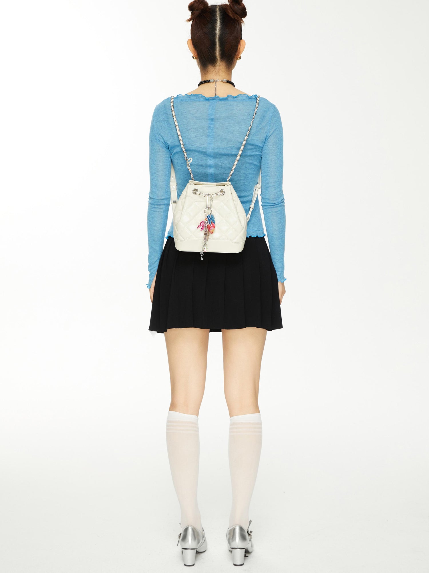 YOSHUYUKI Viscose Acrylic Wool Blend Blue Sheer Knit Cardigan