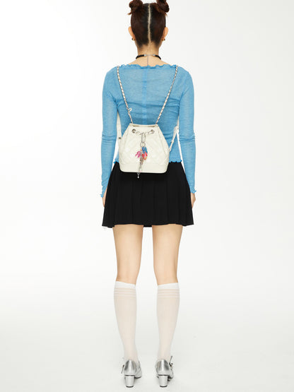 YOSHUYUKI Viscose Acrylic Wool Blend Blue Sheer Knit Cardigan