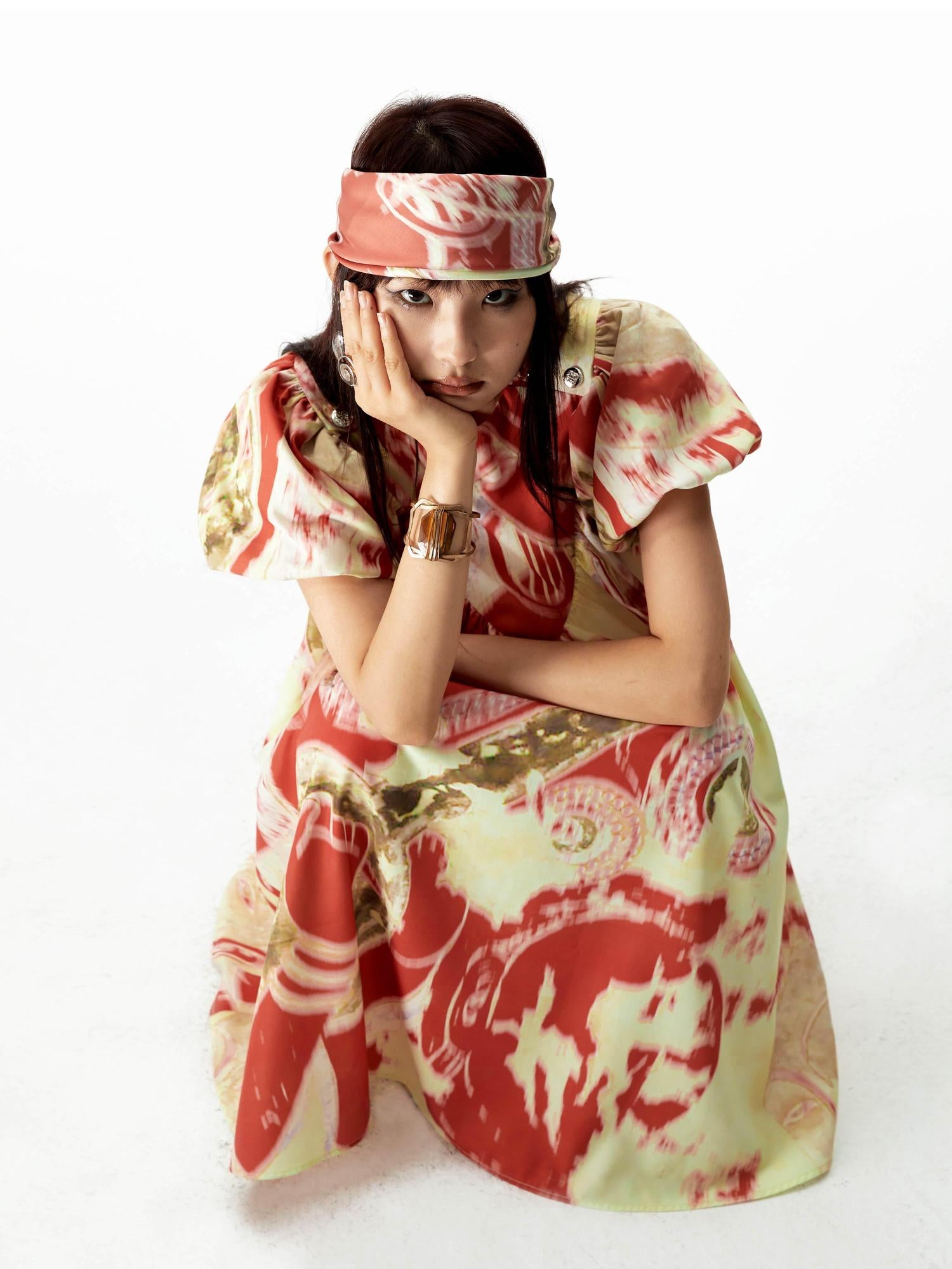 YOSHUYUKI Vitamin D Floral Print Relaxed Fit Dress