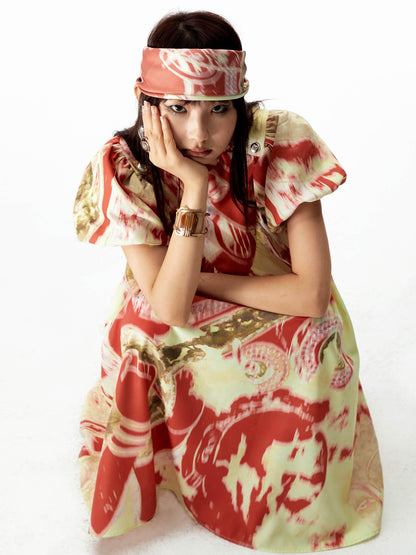 YOSHUYUKI Vitamin D Floral Print Relaxed Fit Dress