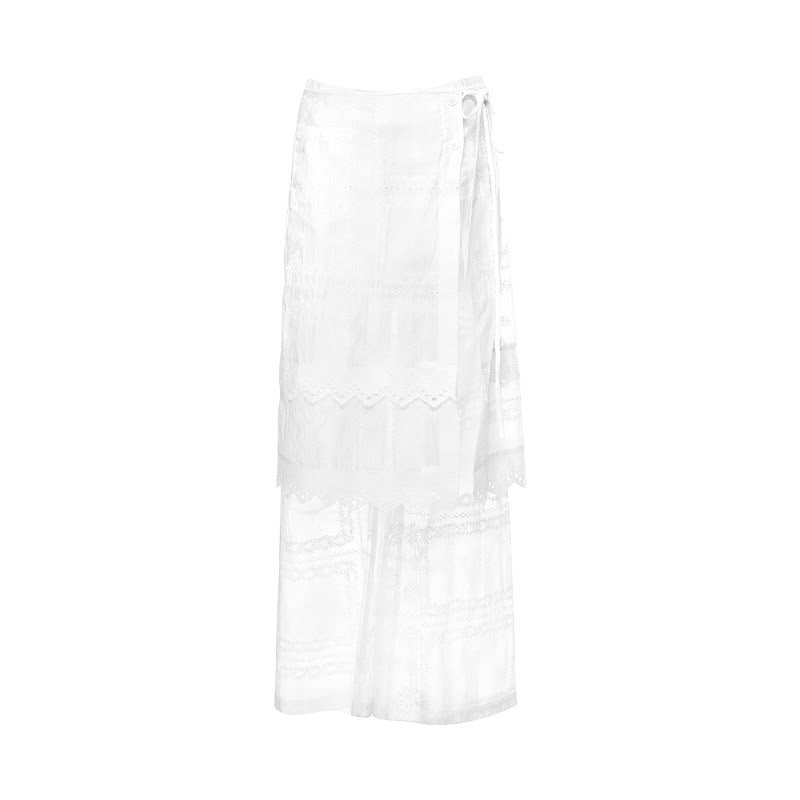 YOSHUYUKI_White_Jacquard_Spliced_Lace_Trim_Women&