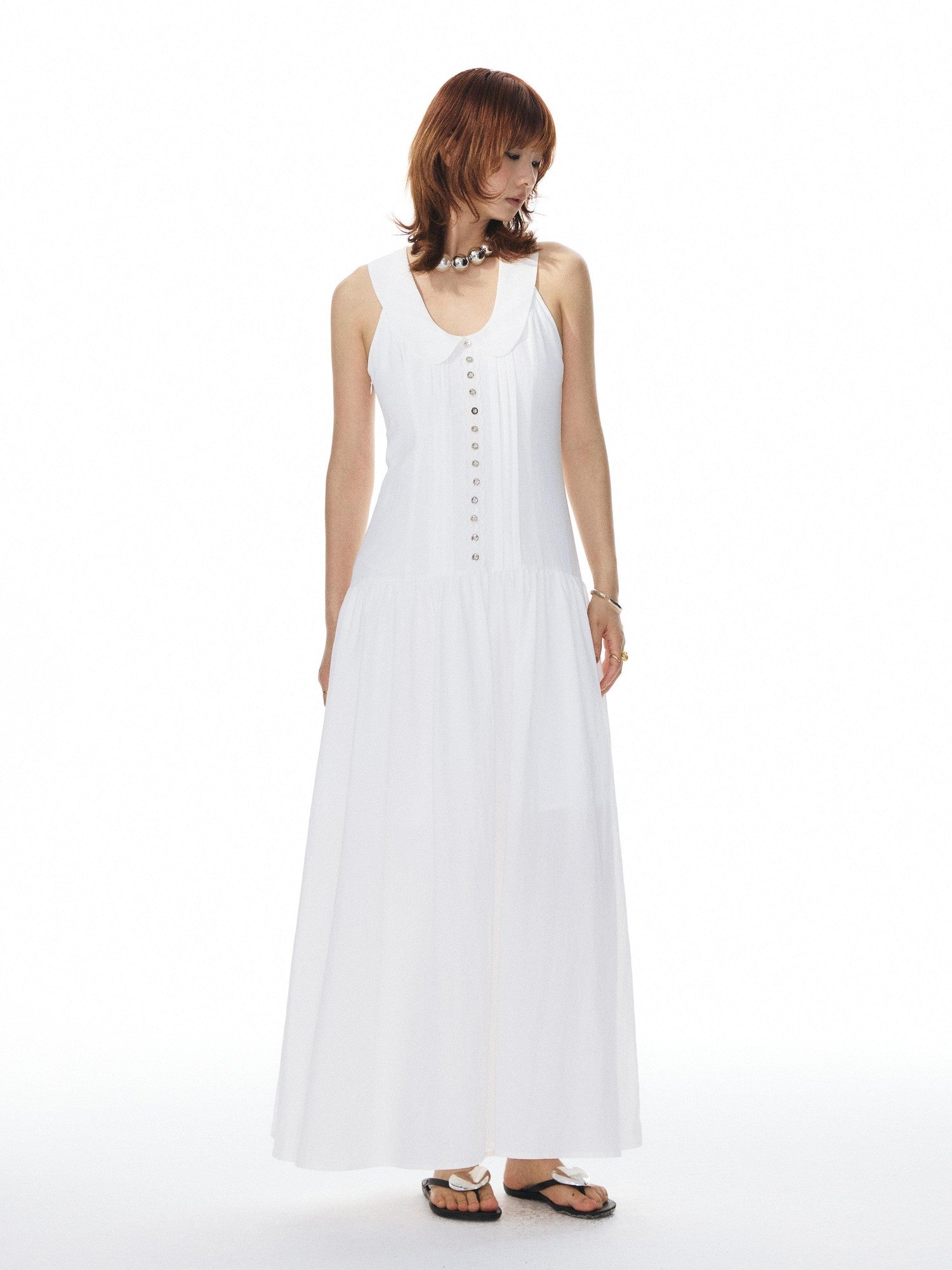 YOSHUYUKI White Low Neck Raglan Tank A Line Women&
