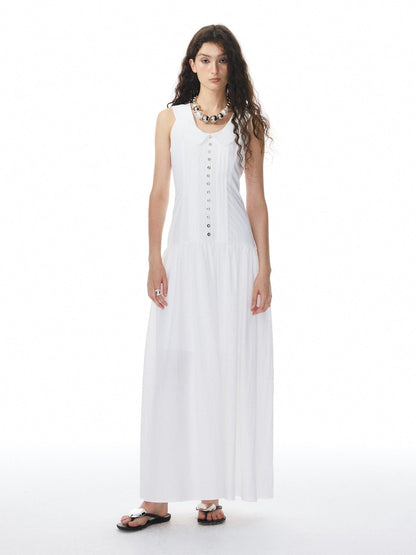 YOSHUYUKI White Low Neck Raglan Tank A Line Women&