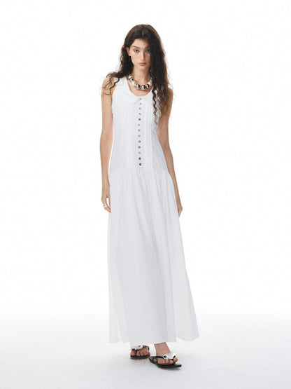 YOSHUYUKI White Low Neck Raglan Tank A Line Women&